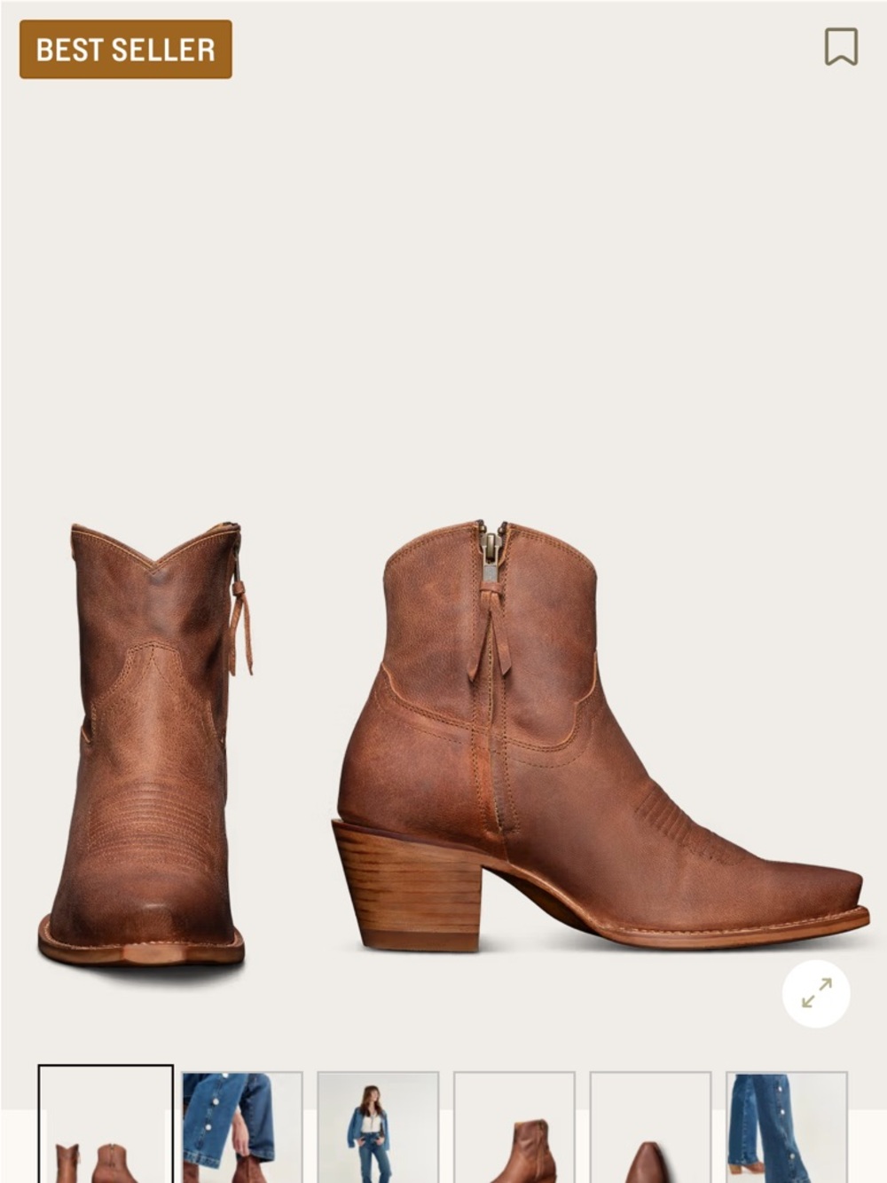 Tecovas Cognac Brown Leather Short Western Booties